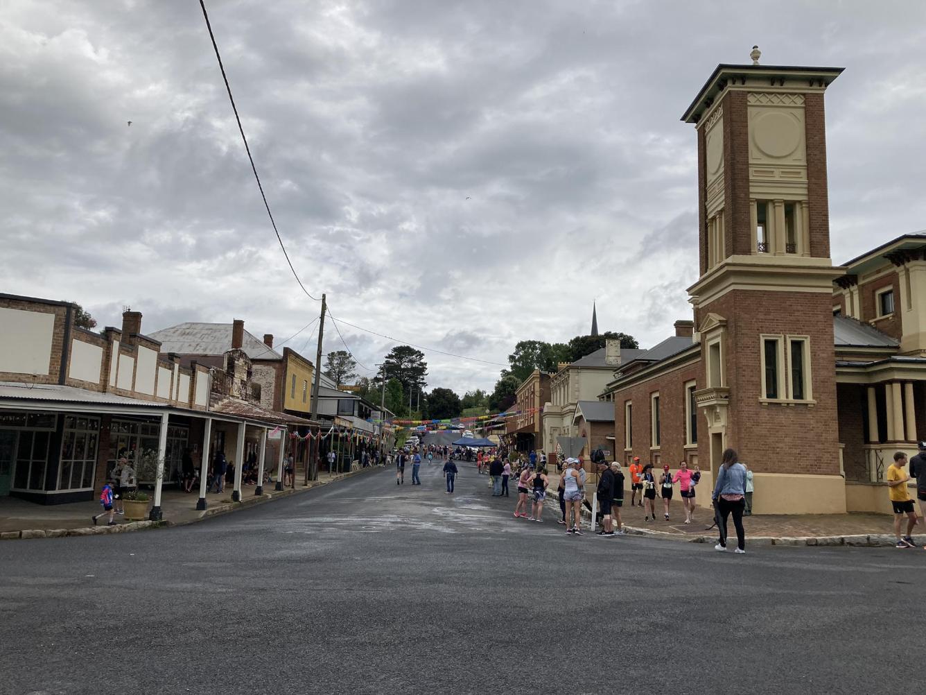 Photo of the street in Carcoar containing the finish line.